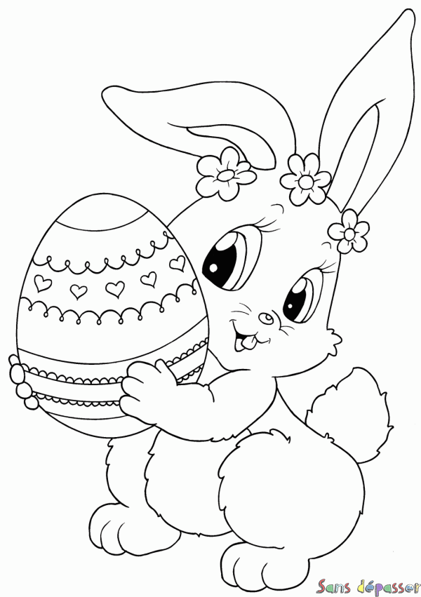 Coloriage de lapins de Pâques coloriage lapin pour  - coloriage de lapin de paques