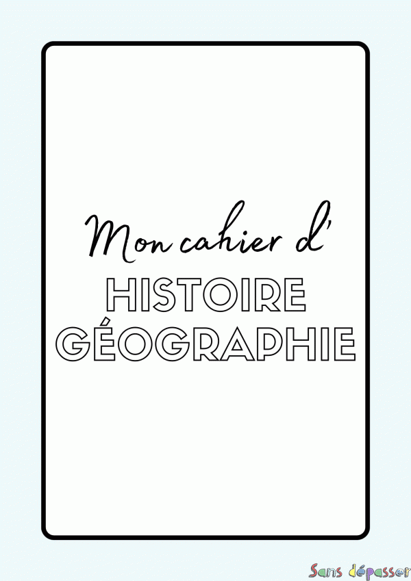 Coloriage Page de Garde Cahier d'Histoire Géographie