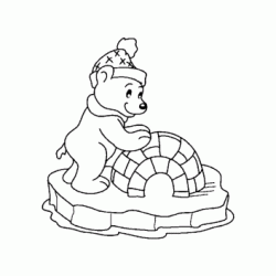 Coloriage Ours et son igloo