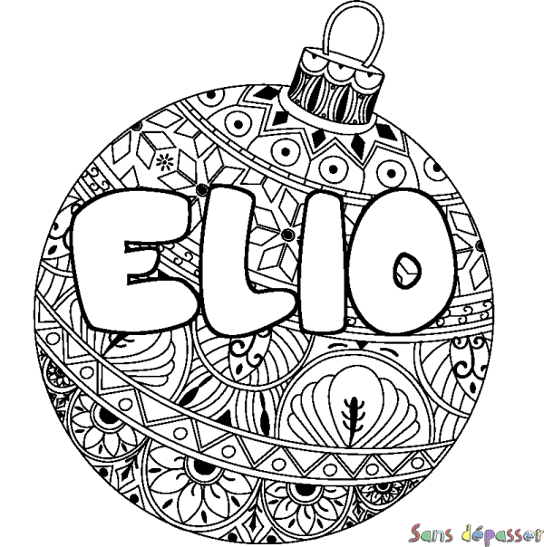 Coloriage prénom ELIO - d&eacute;cor Boule de No&euml;l