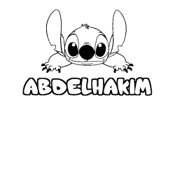 Coloriage prénom ABDELHAKIM - décor Stitch