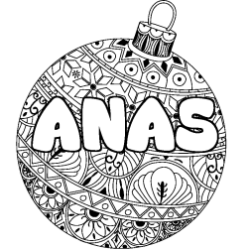 Coloriage prénom ANAS - décor Boule de Noël