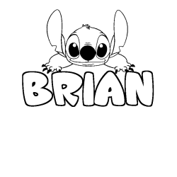 Coloriage prénom BRIAN - décor Stitch