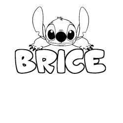 Coloriage prénom BRICE - décor Stitch