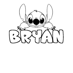 Coloriage prénom BRYAN - décor Stitch