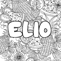 Coloriage prénom ELIO - décor Mandala fruits