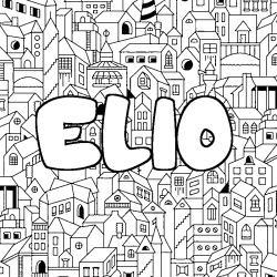 Coloriage prénom ELIO - décor Ville