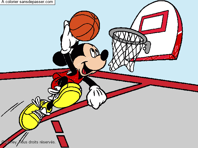 Coloriage Mickey joue au basketball par EloisePapa