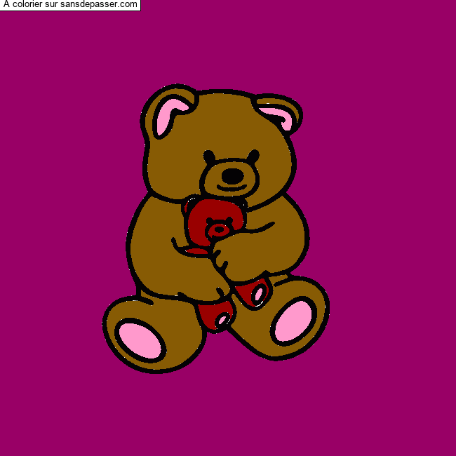 Coloriage Petit ours en peluche avec son doudou par Pinpomme2014