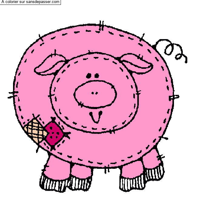 Coloriage Cochon Patchwork par Pinpomme2014