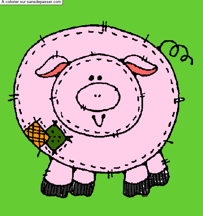 Coloriage Cochon Patchwork par Pinpomme2014