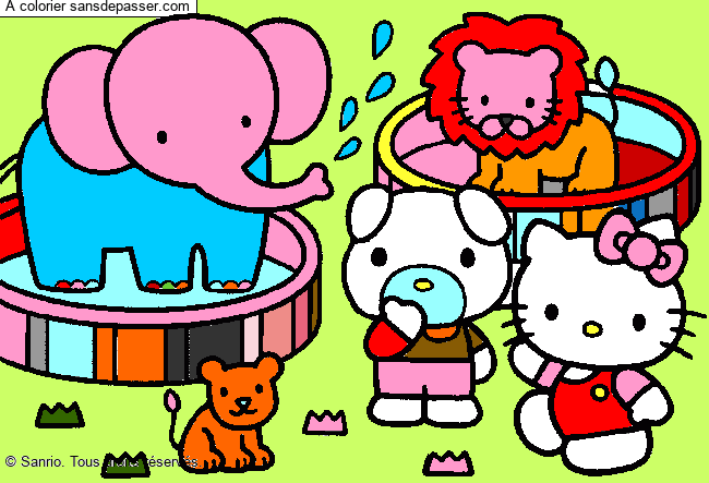 Coloriage Hello Kitty au Zoo