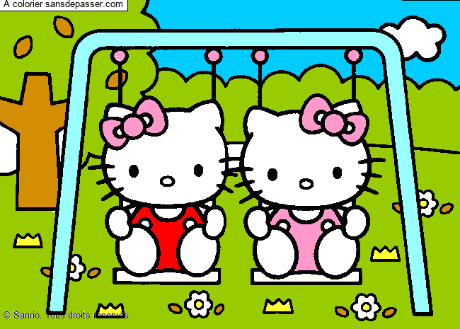 Coloriage Hello Kitty fait de la balan&ccedil;oire