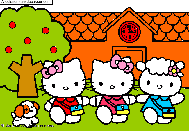 Coloriage Hello Kitty &agrave; l'&eacute;cole