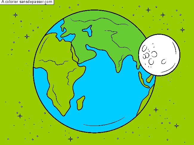 Coloriage De la Terre à la Lune - Sans Dépasser