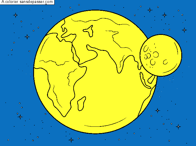 Coloriage De la Terre à la Lune - Sans Dépasser