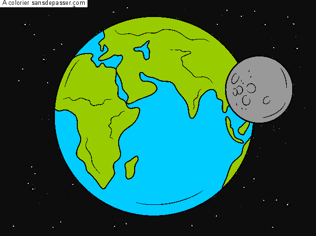 Coloriage De la Terre à la Lune - Sans Dépasser