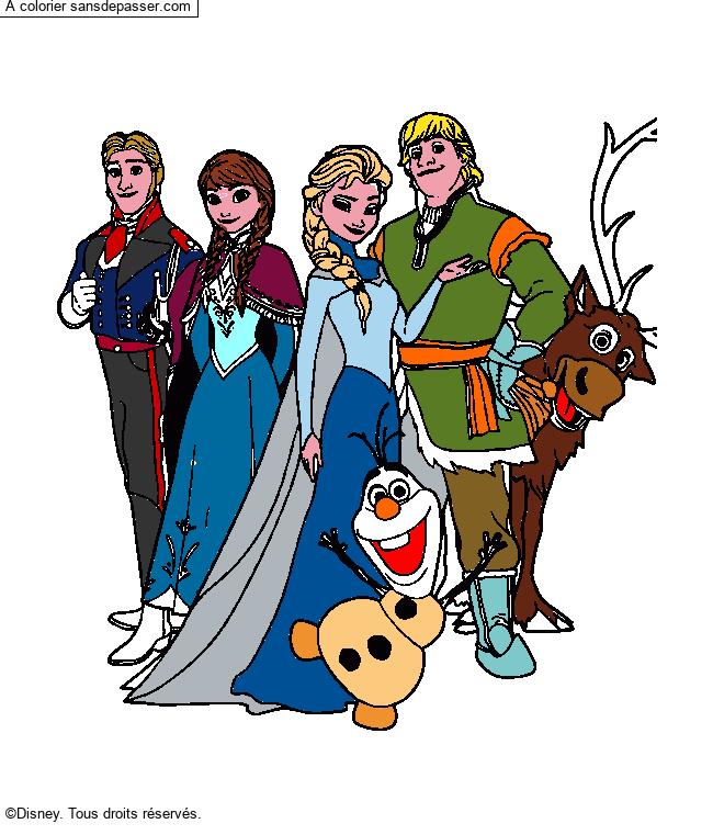 Coloriage La Reine des Neiges et ses amis par un invité
