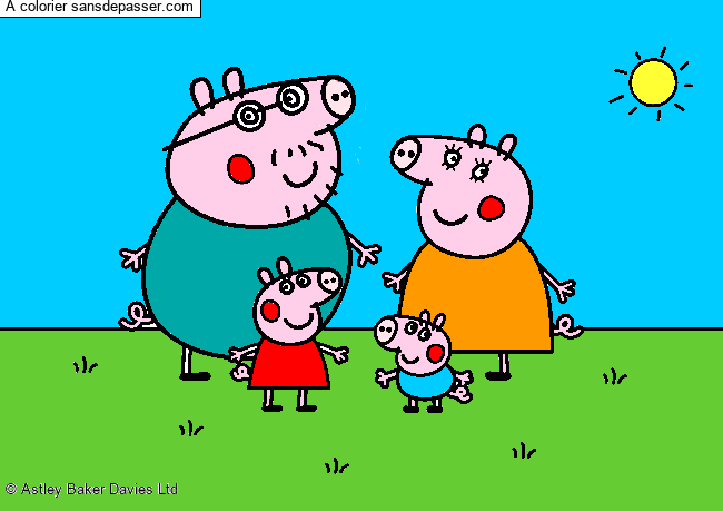 Coloriage Peppa Pig et sa famille par Gabou