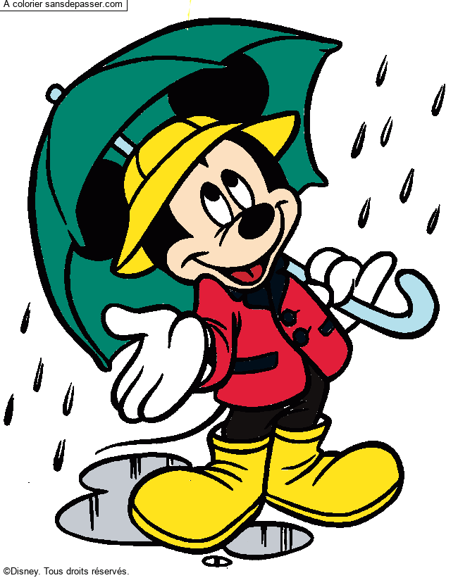 Coloriage Mickey sous la pluie par un invité