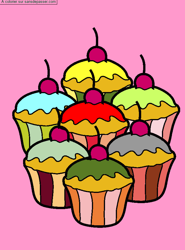 Coloriage Cupcakes &agrave; la cerise par un invité