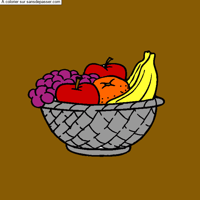 Coloriage Corbeille de fruits par un invité
