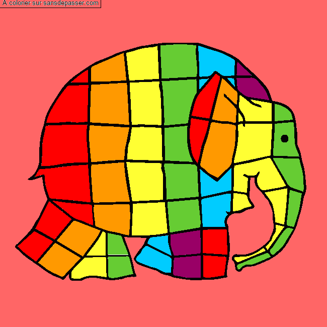 Coloriage Elmer, l'&eacute;l&eacute;phant multicolore par Pinpomme2014