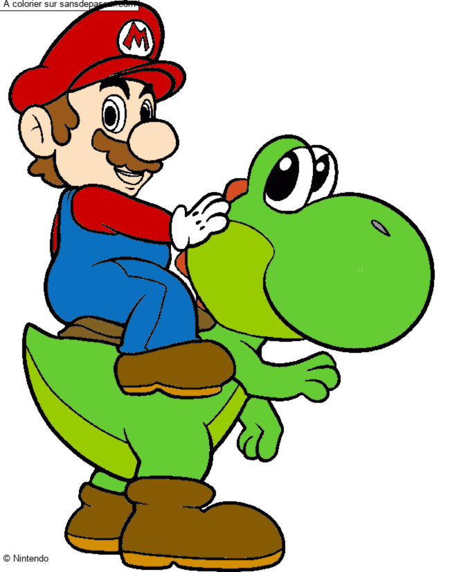 Coloriage Mario et Yoshi