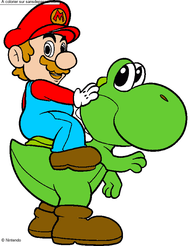 Coloriage Mario et Yoshi