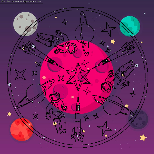 Coloriage Mandala de l'Espace par Gabou