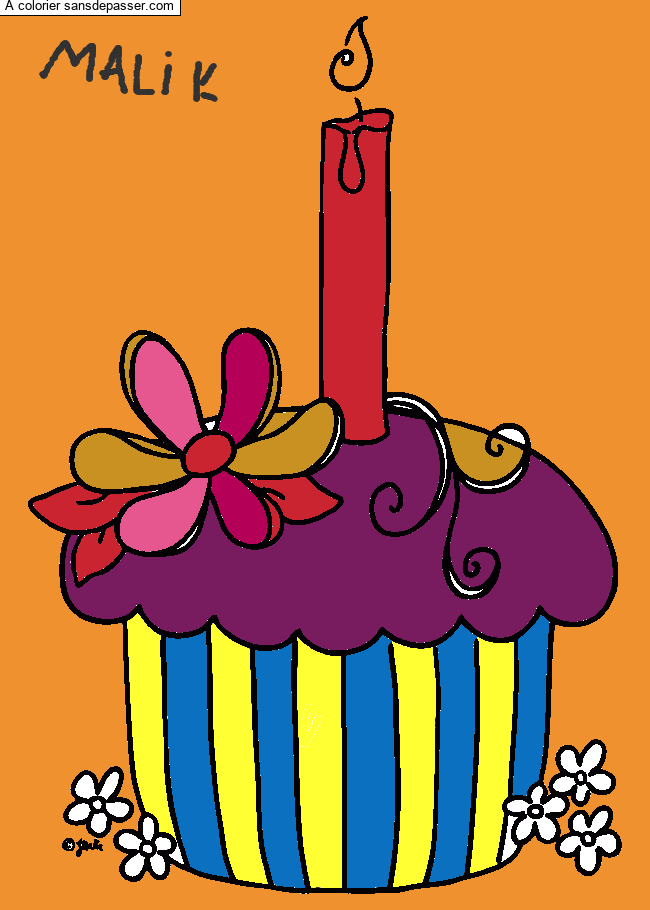 Coloriage Cupcake d'anniversaire par un invité