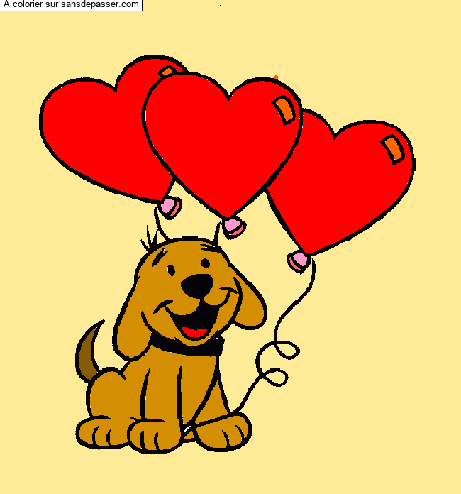Coloriage Clifford le grand chien rouge avec des ballons