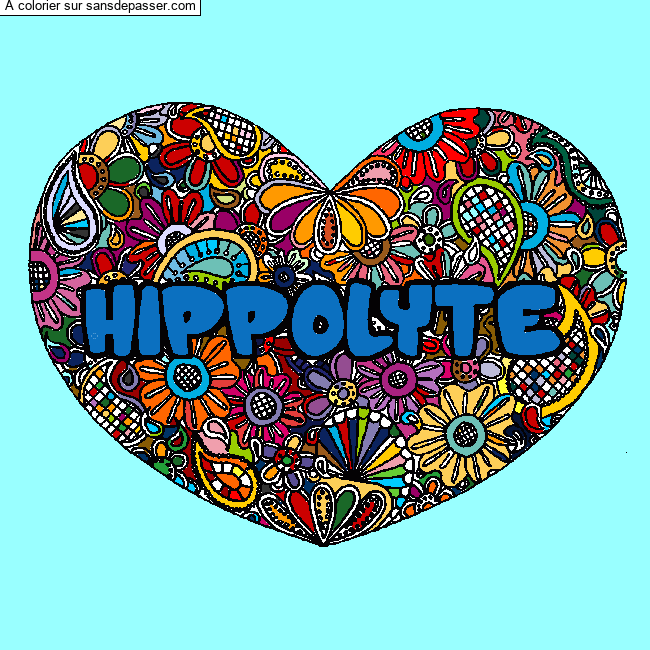 Coloriage Coloriage pr&eacute;nom HIPPOLYTE - d&eacute;cor Mandala coeur par francounette
