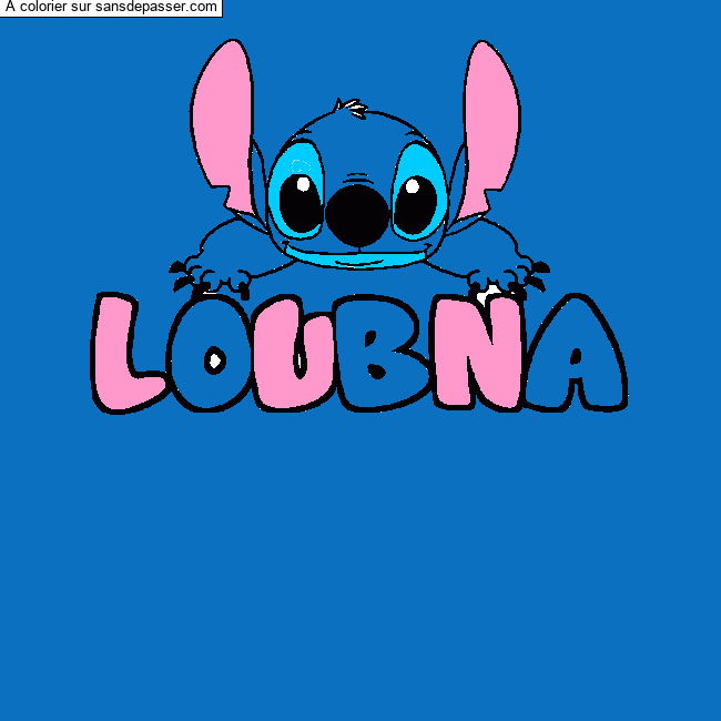 Coloriage prénom LOUBNA - décor Stitch par un invité
