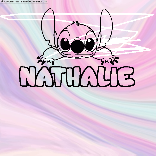 Coloriage prénom NATHALIE - décor Stitch par un invité