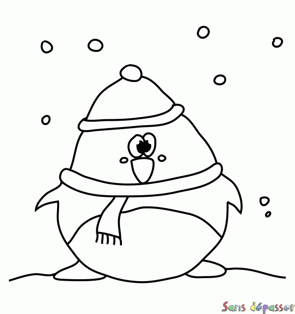 Coloriage Pingouin sous la neige