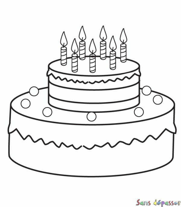 Coloriage Gâteau d'anniversaire - 7 ans