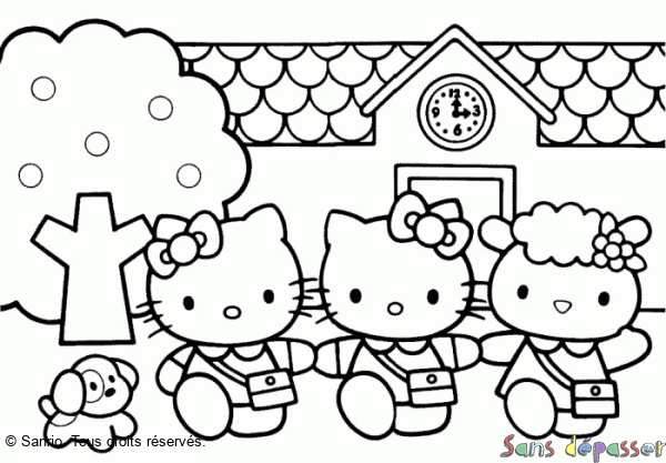 Coloriage Hello Kitty à l'école