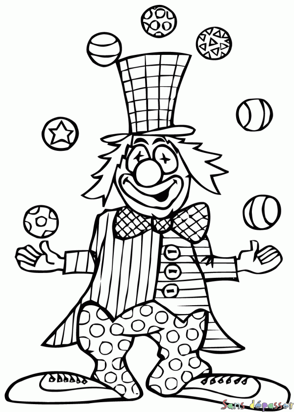 Coloriage Clown jongleur