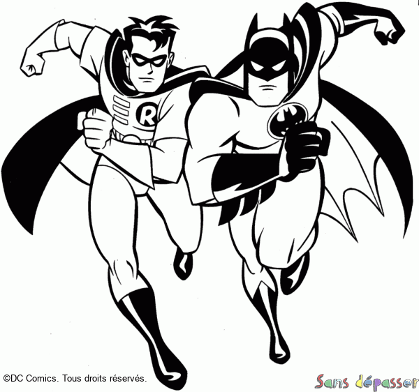 Coloriage Batman Et Robin Sans Depasser