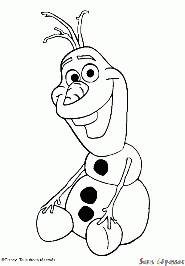 Coloriage Olaf, le joyeux bonhomme de neige