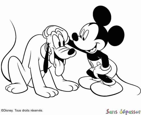Coloriage Mickey Et Pluto Sans Depasser