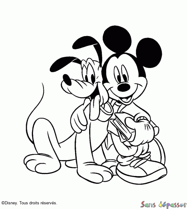 Coloriage Pluto et Mickey