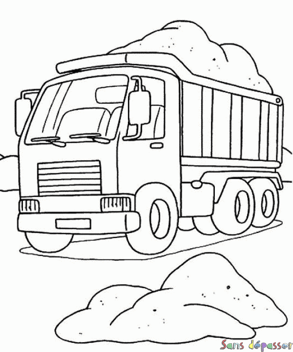 Coloriage Camion-Benne rempli de sable