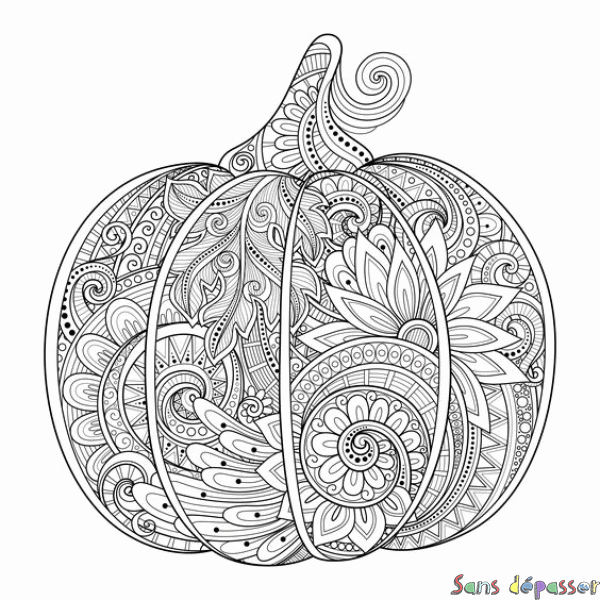 Coloriage Citrouille Doodle Mandala Sans Depasser