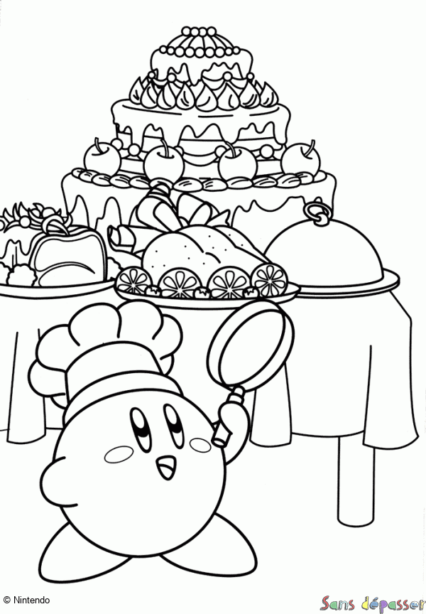 Coloriage Kirby Cuisinier