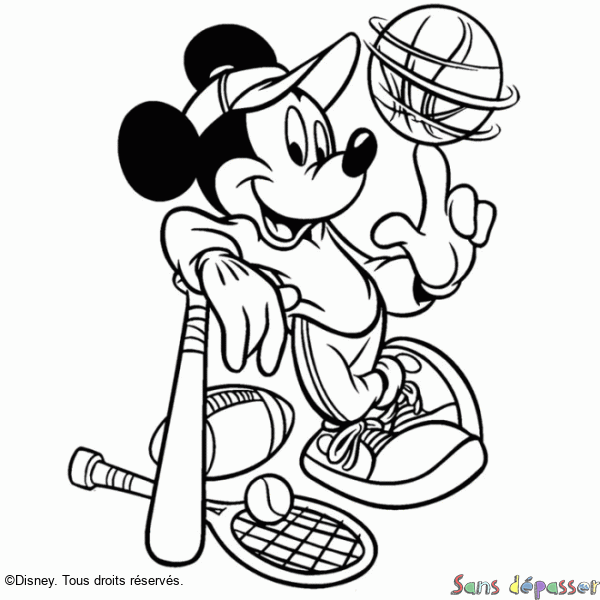 Coloriage Mickey Sportif