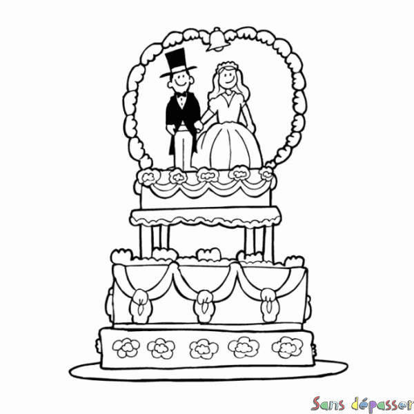 Coloriage Gâteau de mariage