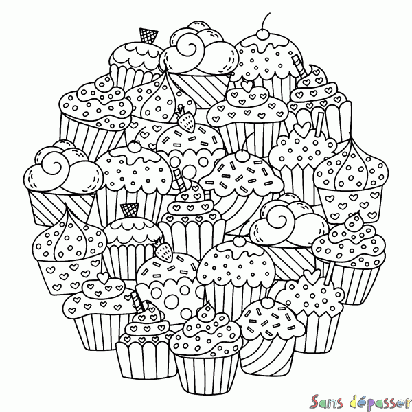 Coloriage Colorful cupcakes