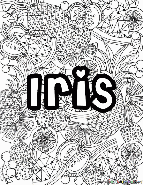 Coloriage Coloriage prénom Fruits - Iris